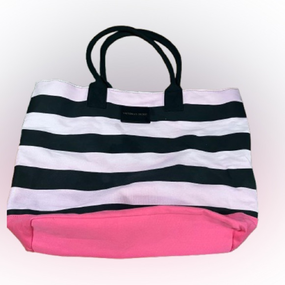 ◾️ Victoria's Secret Pink Black Stripe Tote Bag